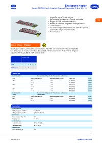 Thumbnail of document Data Sheet - TEF9208 Enclosure Heater w/Junction Box & Thermostat